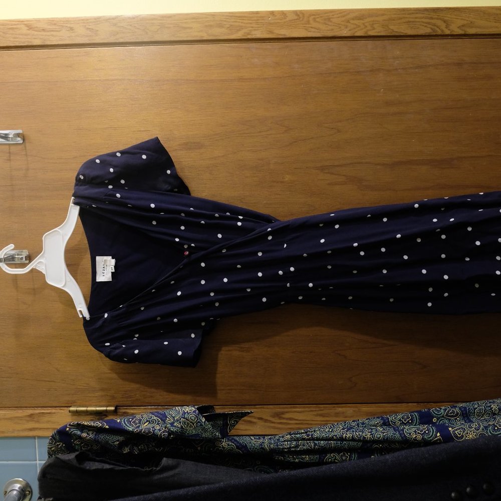 Sezane dress 34 navy polka-dot wrap silk - Picture 4 of 7